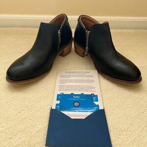 Xena Gravity Safety Leather Steel Toe Ankle Booties with Brown Heel Size 9